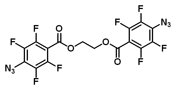 Chemical structure of 1,1'-(1,2-Ethanediyl) bis(4-azido-2,3,5,6-tetrafluorobenzoate)