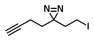 Chemical structure of 3H-Diazirine, 3-(3-butyn-1-yl)-3-(2-iodoethyl)-