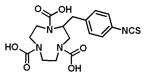 Chemical structure of 2-(4-Isothiocyanatobenzyl)-1,4,7-triazacyclononane-1,4,7-triacetic acid