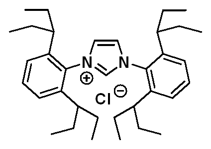 Chemical structure of 1,3-Bis(2,6-di(pentan-3-yl)phenyl)-1H-imidazol-3-ium chloride
