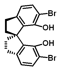 Chemical structure of (R)-6,6'-Dibromo-2,2',3,3'-tetrahydro-1,1'-spirobi[indene]-7,7'-diol