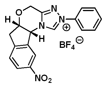 Chemical structure of (1R,9S)-14-nitro-4-phenyl-8-oxa-4,5-diaza-2-azoniatetracyclo[7.7.0.02,6.011,16]hexadeca-2,5,11(16),12,14-pentaene tetrafluoroborate