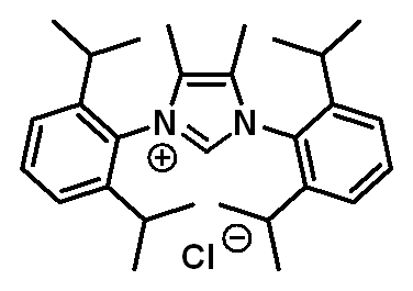 Chemical structure of 1,3-Bis[2,6-di(propan-2-yl)phenyl]benzimidazol-3-ium chloride