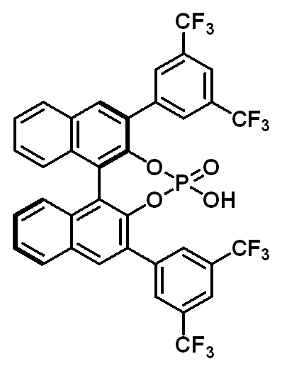 Chemical structure of (R)-3,3'-Bis[3,5-bis(trifluoromethyl)phenyl]-1,1'-binaphthyl-2,2'-diyl hydrogen phosphate