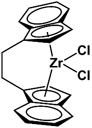 Chemical structure of rac-1,2-Ethylenebis(indenyl)zirconium dichloride