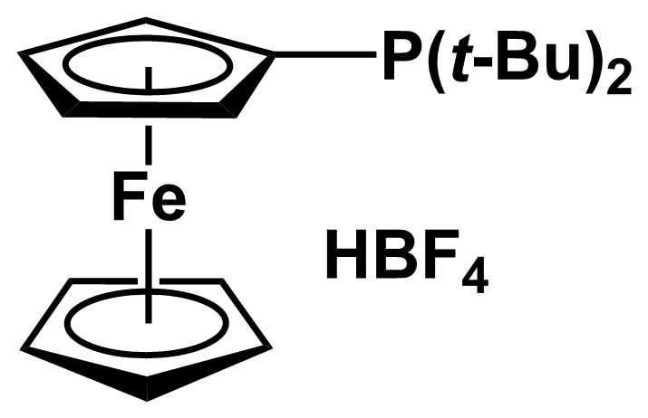 Chemical structure of Di-t-butylphosphinoferrocene tetrafluoroborate
