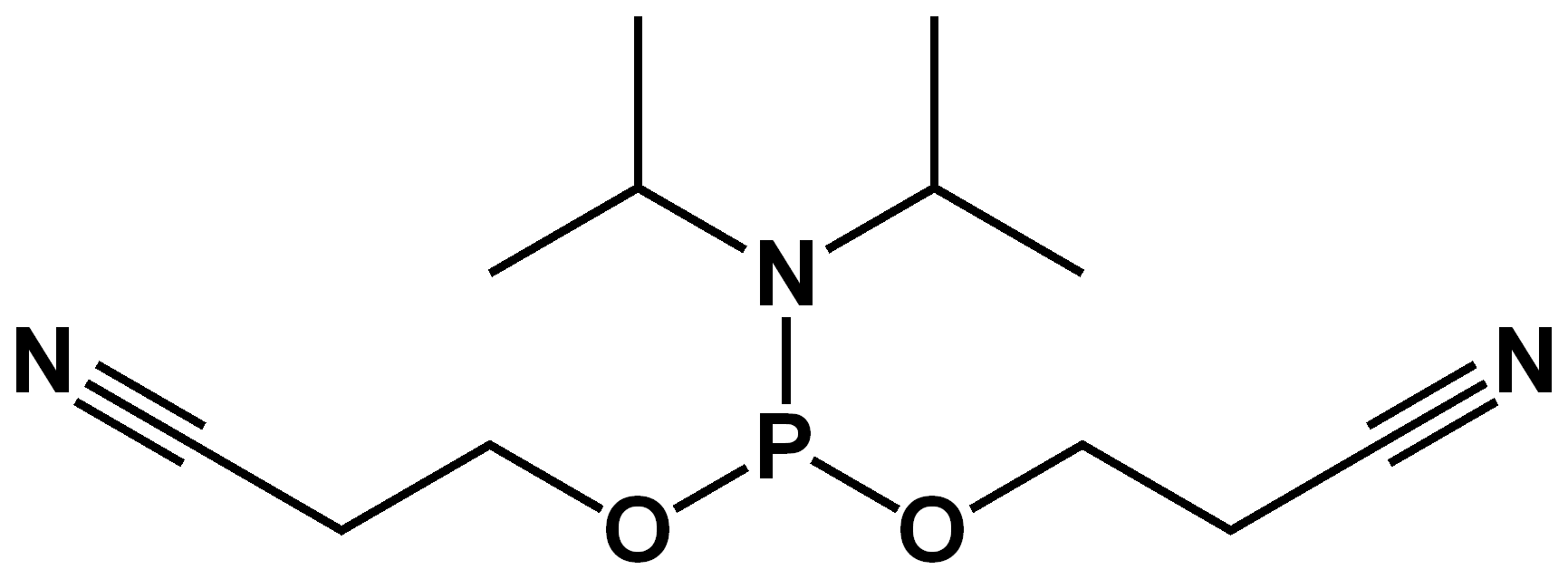 Chemical structure of Bis(2-cyanoethyl)-n,n-diisopropyl phosphoramidite