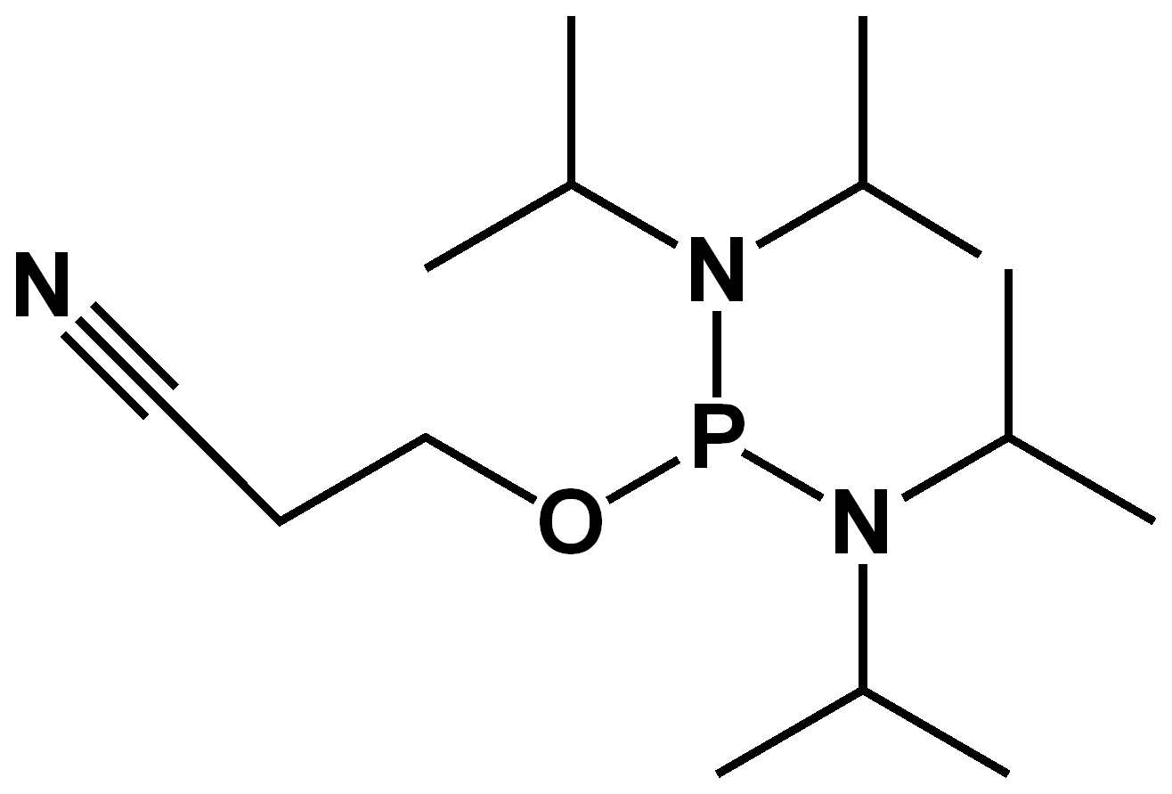 Chemical structure of 2-Cyanoethyl N,N,N',N'-tetraisopropylphosphorodiaMidite