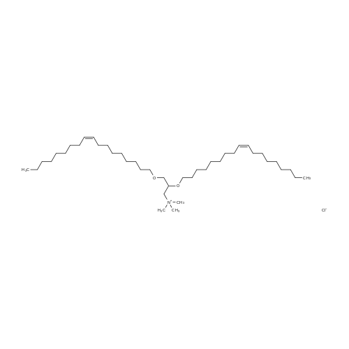 Chemical structure of N,N,N-Trimethyl-2,3-bis((Z)-octadec-9-en-1-yloxy)propan-1-aminium chloride
