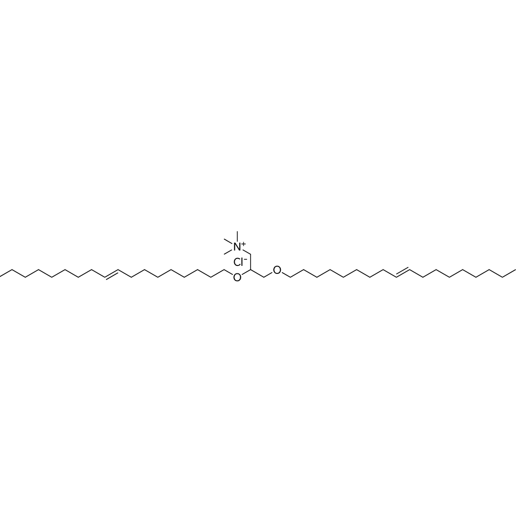 Chemical structure of N,N,N-Trimethyl-2,3-bis(octadec-9-en-1-yloxy)propan-1-aminium chloride , DOTMA
