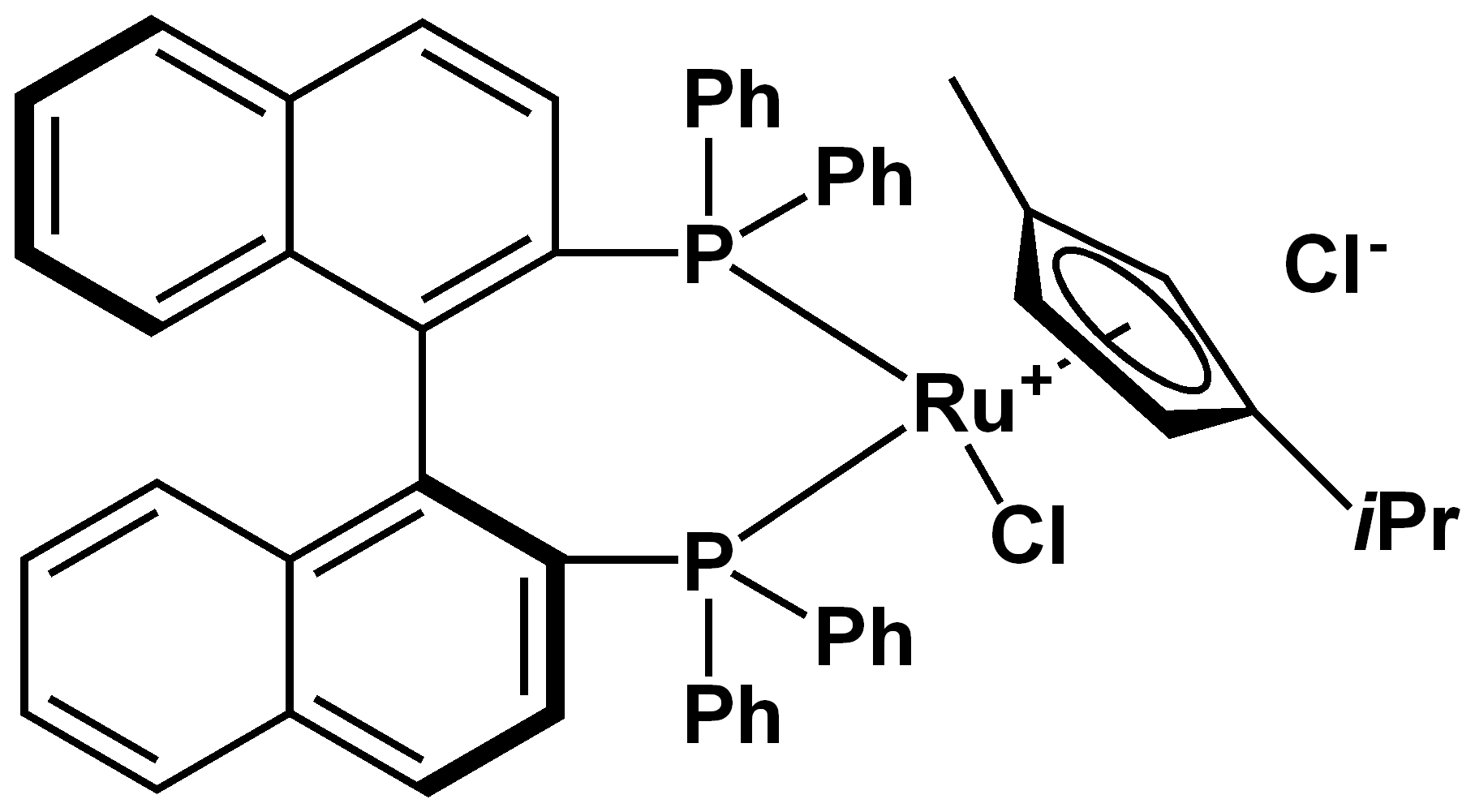 Chemical structure of (S)-(-)-2,2'-Bis(diphenylphosphino)-1,1'-binaphthalenechloro(p-cyMene)rutheniuM chloride