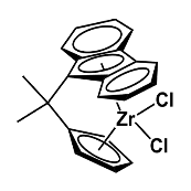 Chemical structure of Isopropylidene(cyclopentadienyl-9-fluorenyl) zirconium dichloride