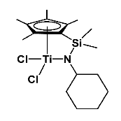Chemical structure of ((dimethylsilyl(2,3,4,5-tetramethylcyclopenta-2,4-dien-1-yl))cyclohexylamino)titanium(IV)dichloride