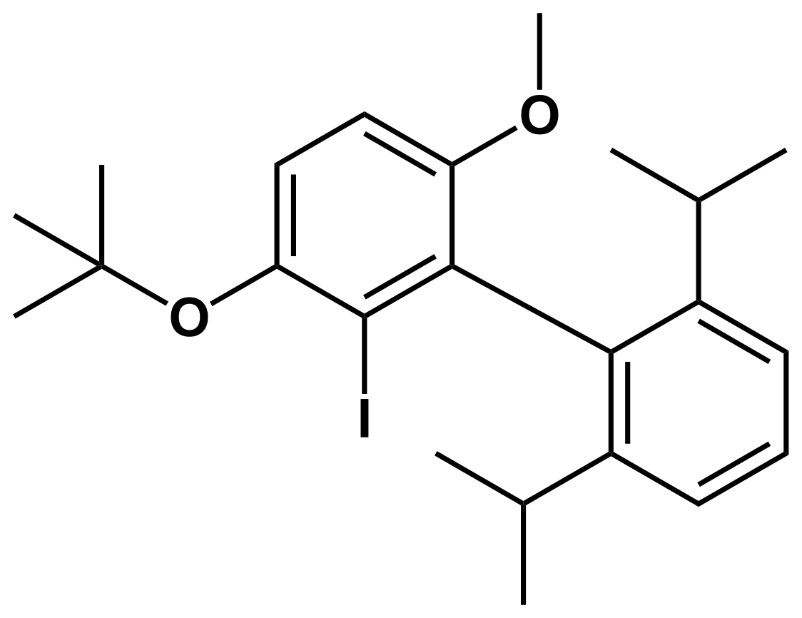 Chemical structure of 1,1'-Biphenyl, 3-(1,1-dimethylethoxy)-2-iodo-6-methoxy-2',6'-bis(1-methylethyl)-