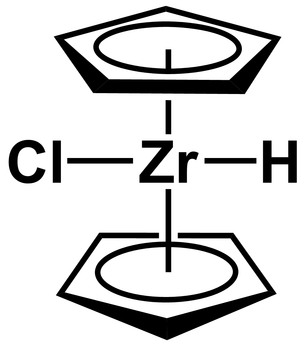 Chemical structure of Bis(cyclopentadienyl)zirconium chloride hydride