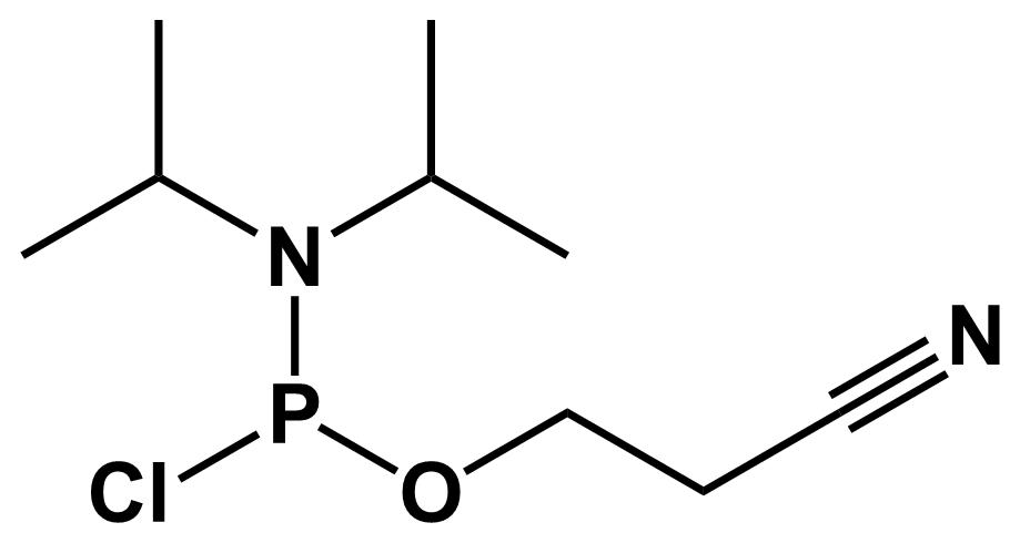 Chemical structure of 2-Cyanoethyl N,N-diisopropylchlorophosphoramidite