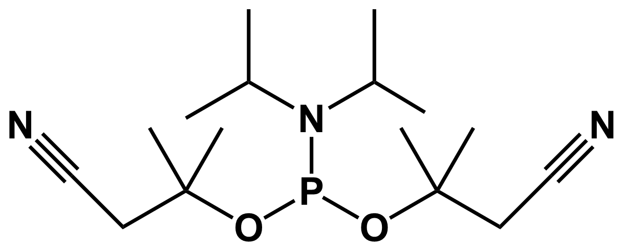 Chemical structure of Bis(2-cyano-1,1-dimethylethyl) N,N-bis(1-methylethyl)phosphoramidite