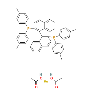 Chemical structure of Ru(OAc)2[(S)-tolbinap]/Diacetato[(S)-(-)-2,2'-bis(di-p-tolylphosphino)-1,1'-binaphthyl]ruthenium(II)