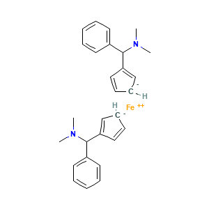 Chemical structure of 1,1'-Bis((R)-(dimethylamino)(phenyl)methyl)ferrocene